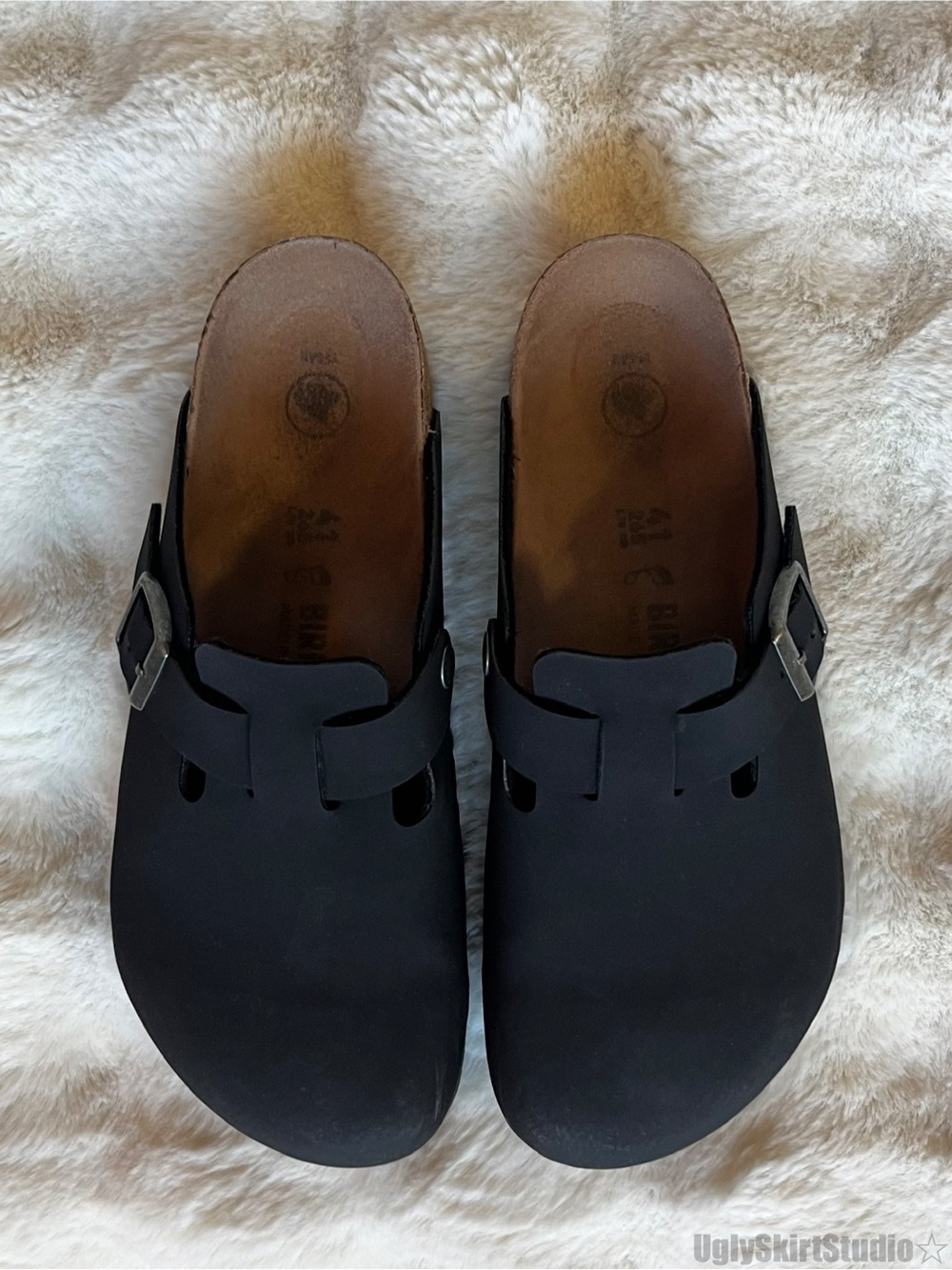 Birkenstock Boston Vegan Clogs - Black Birkibuc - Size 41 (L10/M8) Gorpcore
